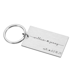 Engraved Couple Keychain Personalized Love Keyring Gift