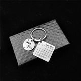 Engraved Calendar Date Key Chain Ring Stainless Steel Wedding Anniversary Gift