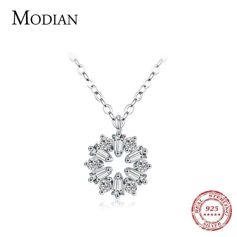 925 Silver Snowflake Pendant Necklace Women Christmas