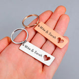 Personalized Heart Keychain Lover Name for Wedding Couples Keychain