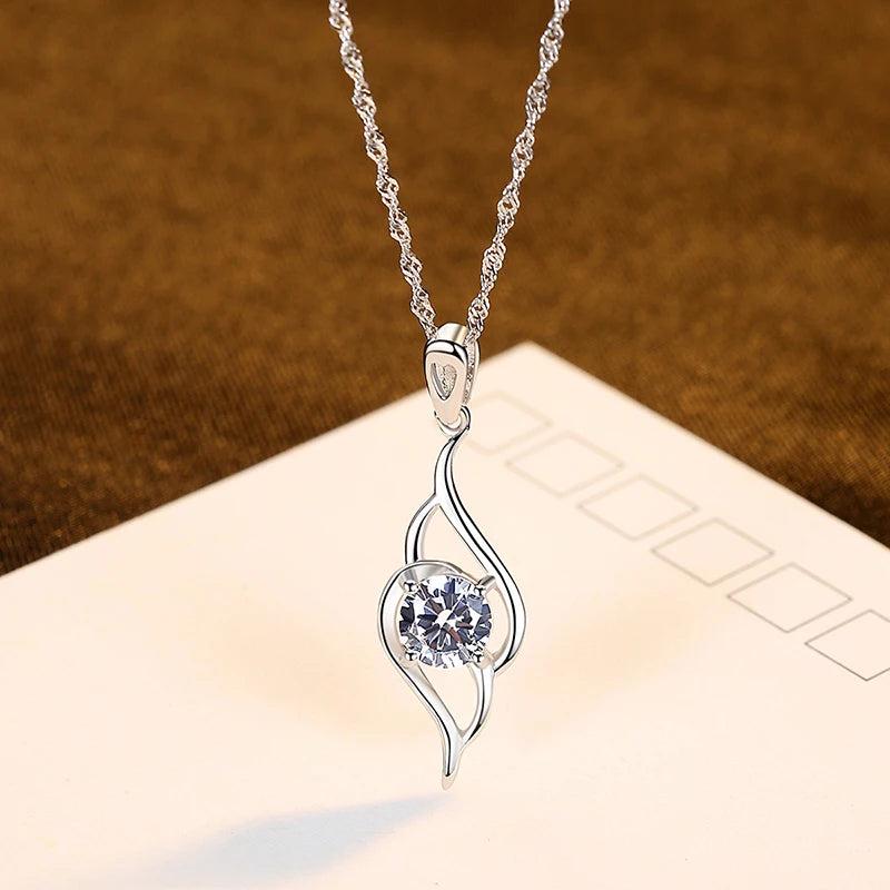 Eye Shape Zircon 925 Sterling Silver Necklace For Women