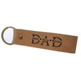 Personalized Father's Keychain Engraved Leather Keyring