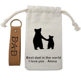 Personalized Father's Keychain Engraved Leather Keyring