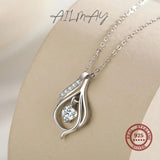 Ailmay925 Sterling Silver Water Drop Shape Pendant Necklace
