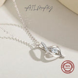 Ailmay925 Sterling Silver Water Drop Shape Pendant Necklace