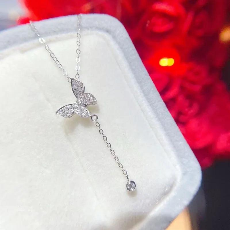 Vintage Butterfly Pendant Necklace for Women Wedding Jewelry
