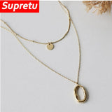 Punk Round Metal Chain Pendant Necklace Women