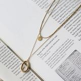 Punk Round Metal Chain Pendant Necklace Women