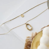 Punk Round Metal Chain Pendant Necklace Women