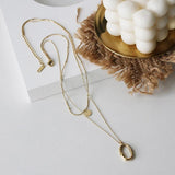 Punk Round Metal Chain Pendant Necklace Women