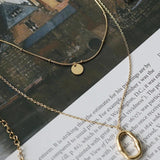 Punk Round Metal Chain Pendant Necklace Women