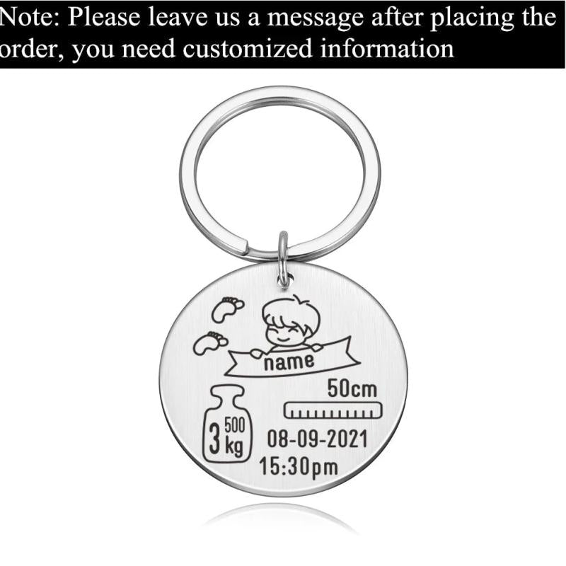 Personalized Baby Keychain Name Birth Weight Height Newborn Gift