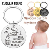Personalized Baby Keychain Name Birth Weight Height Newborn Gift