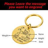Personalized Baby Keychain Name Birth Weight Height Newborn Gift