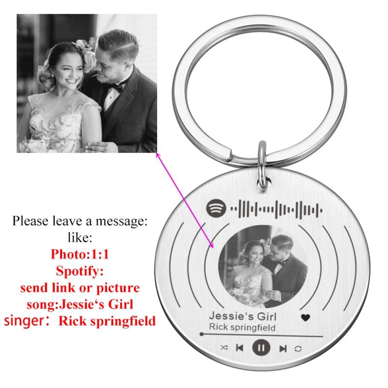 Personalized Photo Stainless Steel Keychains Couple Keychain Gift