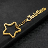 Star Shape Key Ring Name Key Chain Stainless Steel Pendant Keychain
