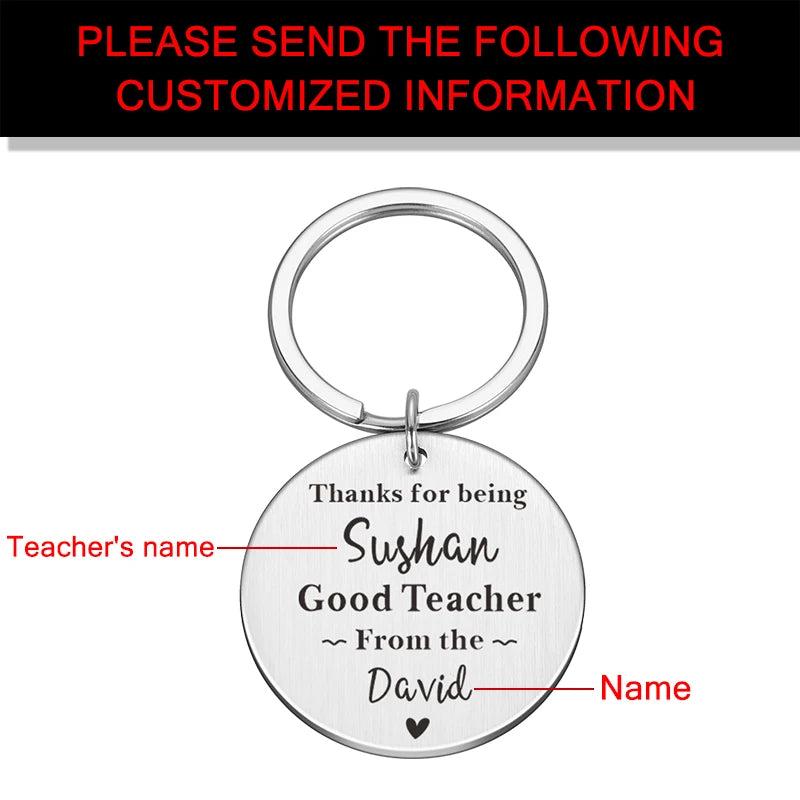 Personalized Teacher's Name Keychain - Dear Teacher Key Ring