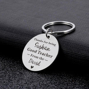 Personalized Teacher's Name Keychain - Dear Teacher Key Ring