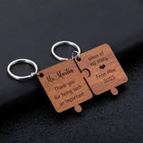 Personalized Teacher's Keychain Wooden Puzzle Keychain