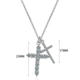925 Silver Double Cross Zircon Chain Necklace for Women