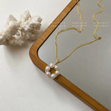 Baroque Pearls Choker Round Necklace 14K Brass Chain for Women