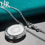 925 Silver Oval Frame Pendant Necklace Snake Chain Wedding Jewelry