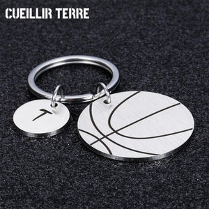Basketball Keychain Birthday Gift Single Letter Keyring Boyfriend Key Holder