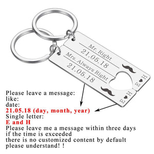 Love Couples Keychains Women's Car Keys Rings