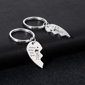 2PCS Couple Keychain Initials Keyrings for Him