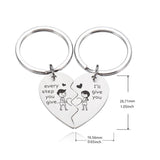 2PCS Couple Keychain Initials Keyrings for Him