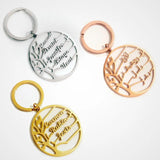 Family Tree Keychain Stainless Steel Family Member Keyring