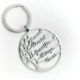 Family Tree Keychain Stainless Steel Family Member Keyring
