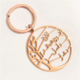Family Tree Keychain Stainless Steel Family Member Keyring