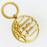 Family Tree Keychain Stainless Steel Family Member Keyring