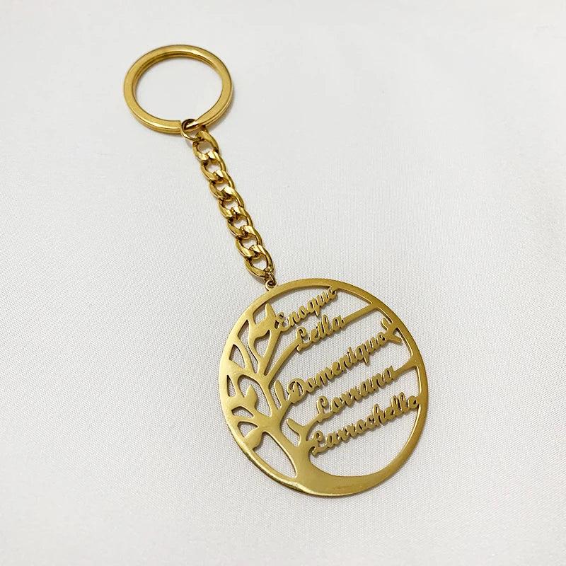 Family Tree Keychain Personalized Names Mum Dad Gift