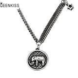 925 Sterling Silver Elephant Round Pendant Necklace