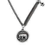 925 Sterling Silver Elephant Round Pendant Necklace