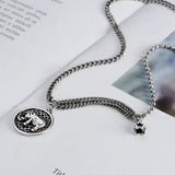 925 Sterling Silver Elephant Round Pendant Necklace