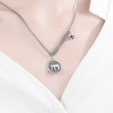 925 Sterling Silver Elephant Round Pendant Necklace