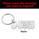 Personalized Drive Safe Keyring Metal Gift KeyChain Charm Unisex Accessories