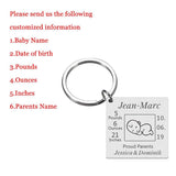 Baby Keychain Personalized Name Date Birth Weight for Newborn Boys Girls