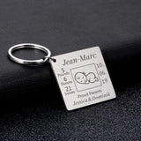 Baby Keychain Personalized Name Date Birth Weight for Newborn Boys Girls