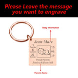 Baby Keychain Personalized Name Date Birth Weight for Newborn Boys Girls