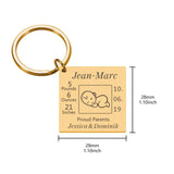 Baby Keychain Personalized Name Date Birth Weight for Newborn Boys Girls