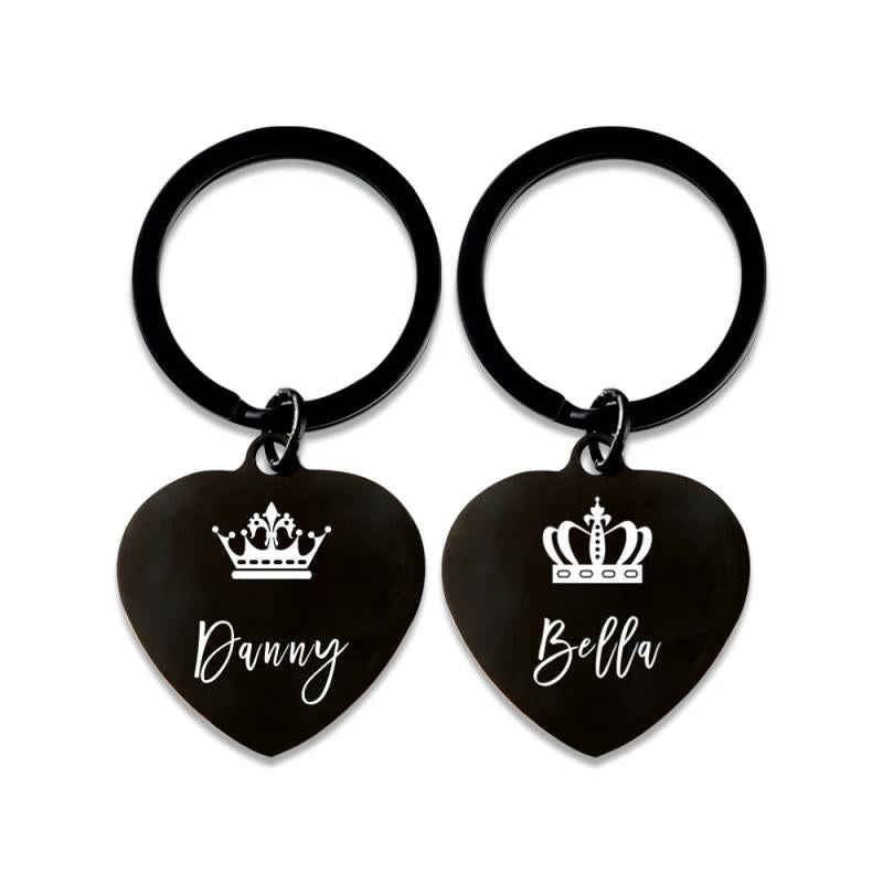 Couples Name Engraved Valentines Keyring Keychain