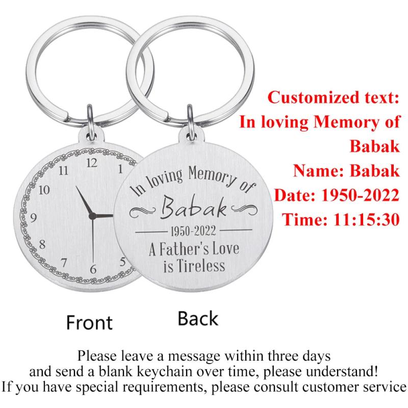 Memorial Keychain For The Deceased Clock Keyring Gift