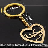 Arabic Heart Key Chain for Couples Personalized Arabic Name Jewelry Gift