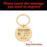Personalized Baby Keychain Name Date Weight Gift for Newborn Boys Girls