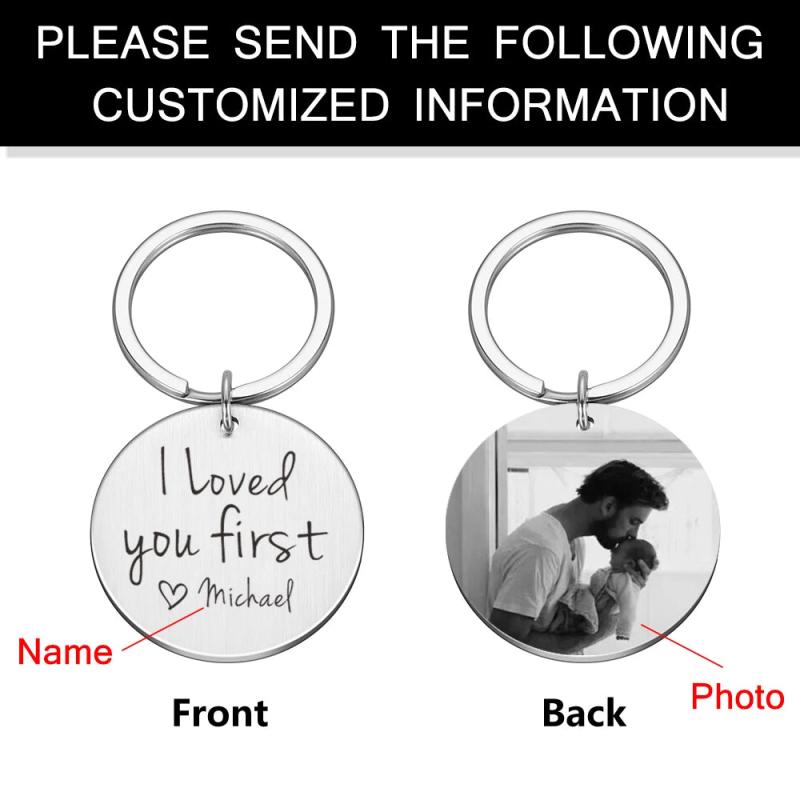 Custom Name Stainless Steel Keychain, Newborn Boys Girls Anniversary Keyring