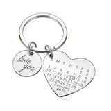 Personalized Calendar Keychain Engrave Keyring Date Gift for Him
